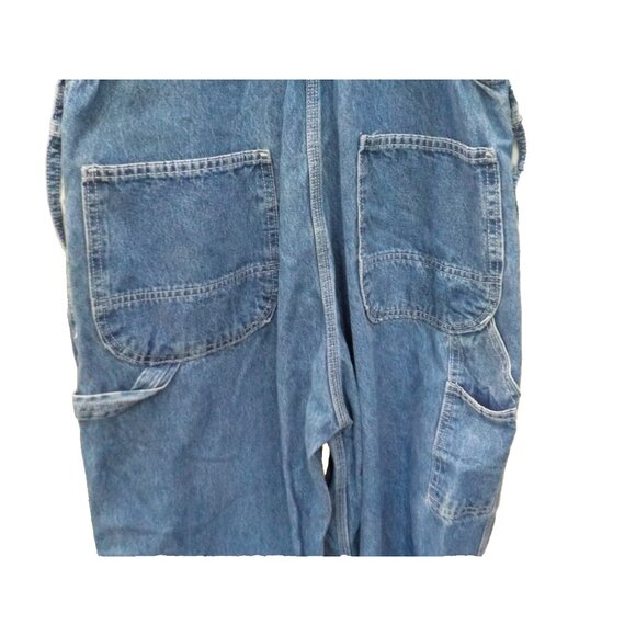 Vtg 90's USA Works 9 Pkt Bib Overalls 38x28 Blue Denim Farm Carpenter Work Wear - Picture 6 of 7